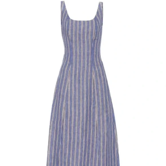 chinese dress ladies Alessia Strapless Maxi Dress in Cobalt Multi Linen Twill 42 / Cobalt